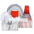 thumbnail image 1 of Eltow White Mesh Caddy with Handles, For Plates and Cutlery, 15" x 13.25”, 1 of 7
