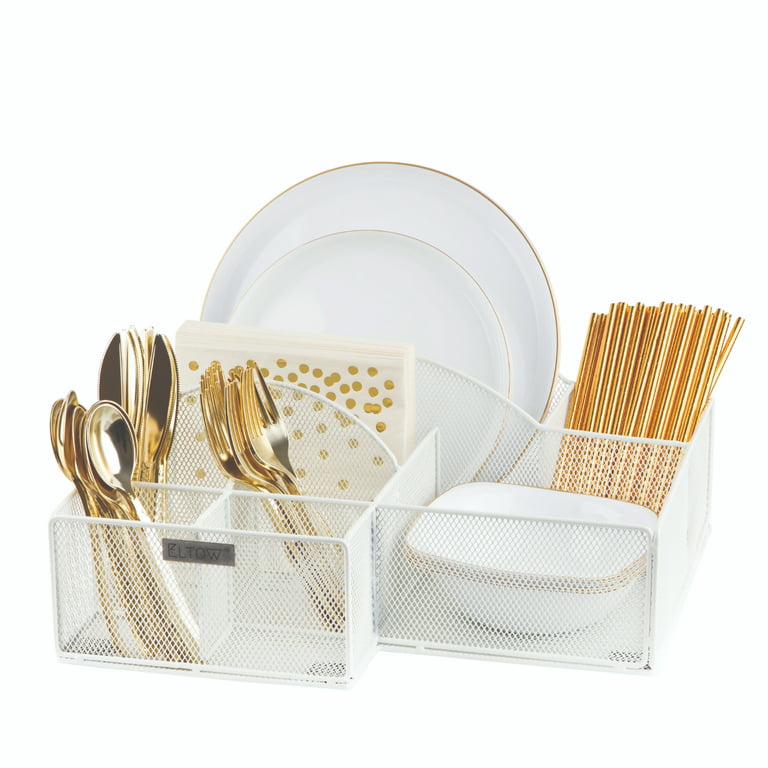 Kitchen Dish Drying Rack Champagne Gold Plates Bowls Storage Organizer  Container Accessories Shelves Cutlery Silverware Holder