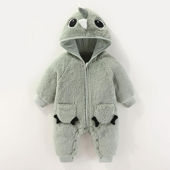 Eltusu Baby Boys Cotton Jumpsuits, Long Sleeve Comfy Thermal Soft Wnter Rompers Bodysuits Green Size 12-18 Months