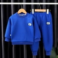 thumbnail image 1 of Eltusu Baby Boys Cotton Outfit Sets, 2 Pieces Long Sleeve Casual Sweatshirts and Sweatpants Set Blue Size 1-2 T, 1 of 8