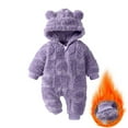 thumbnail image 1 of Eltusu Baby Boys Fleece Jumpsuits, Hooded Comfort Warm Long Sleeve Winter Rompers Purple Size 6-9 Months, 1 of 8
