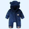 thumbnail image 1 of Eltusu Baby Boys Fleece Jumpsuits, Soft Hooded Thermal Long Sleeve Winter Rompers Navy Size 3-6 Months, 1 of 2