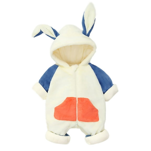 Eltusu Baby Boys Fleece Jumpsuits, Winter Soft Warm Full Zip Baby Rompers Blue Size 6-9 Months