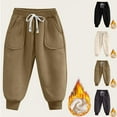 thumbnail image 1 of Eltusu Boys Winter Sweatpants , Soft Drawstring Casual Elastic Bottom Warm Joggers Coffee Size 1-13 T, 1 of 4