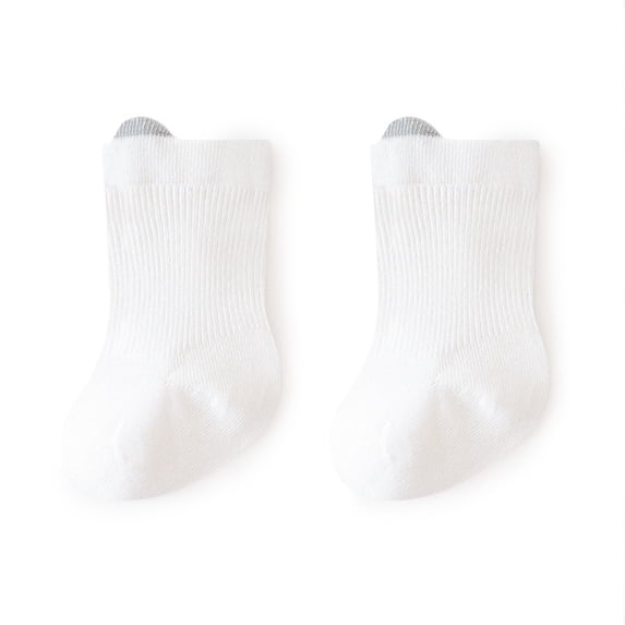 Eltusu Baby Boys Socks, Stretch Mid-Calf Cotton Comfort Spring Fall Socks White Size 0-6 Months