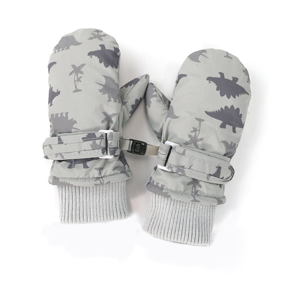 Eltusu Baby Boys Waterproof Gloves, Warm Stretch Snow Windproof Kids Gloves Gray Size 6 Months-2 T
