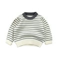thumbnail image 1 of Eltusu Baby Boys Winter Sweaters, Knitting Cotton Striped Long Sleeve Thermal Kids Tops Gray Size 0-3 Months, 1 of 2