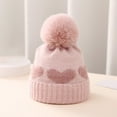 thumbnail image 1 of Eltusu Baby Girls Beanies with Pompom, Windproof Warm Winter Stretch Knit Hats Pink Size 0-12 Months, 1 of 2