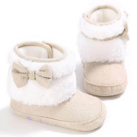Eltusu Baby Girls Boots, Warm Soft No Slip Soft Bottom Winter Boots Khaki Size 18-24 Months