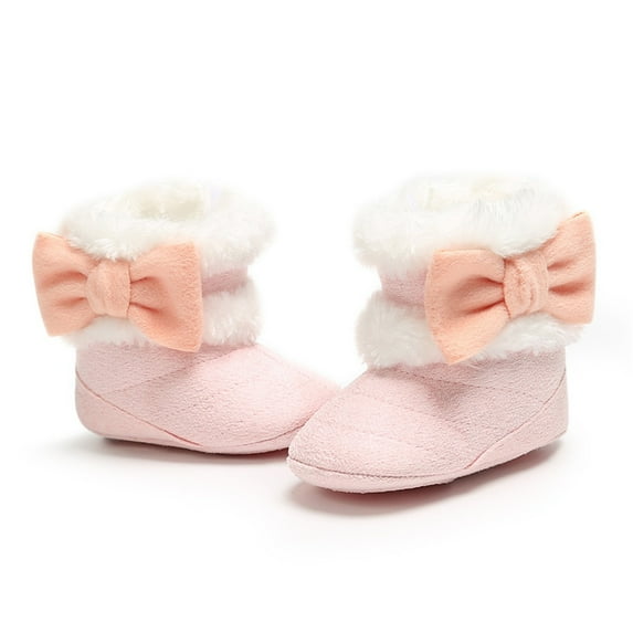 Eltusu Baby Girls Cotton Boots, Outdoor Soft Warm No Slip Winter Boots Pink Size 9-12 Months