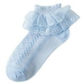 thumbnail image 1 of Eltusu Baby Girls Cotton Socks, Low Cut Lace Ruffled Stretch Ankle Socks Blue Size 1-3 T, 1 of 2