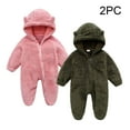 thumbnail image 1 of Eltusu Baby Girls Fleece Jumpsuits, Long Sleeve Thermal Comfort 2 Pieces Winter Rompers Army Green Size 0-3 Months, 1 of 7