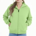 thumbnail image 1 of Eltusu Baby Girls Full Zip Hoodies, Loose Fit Long Sleeve Solid Color Casual Girls Outerwears Mint Green Size 1-2T, 1 of 3