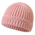 thumbnail image 1 of Eltusu Baby Girls Knitting Beanies, Soft Warm Solid Color Stretch Winter Hats Pink Size 0-12 Months, 1 of 2