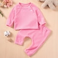 thumbnail image 1 of Eltusu Baby Girls Outfit Sets , Long Sleeve Solid Color 2 Pieces Sweatshirts & Sweatpants Set Pink Size 9-12 Months, 1 of 8