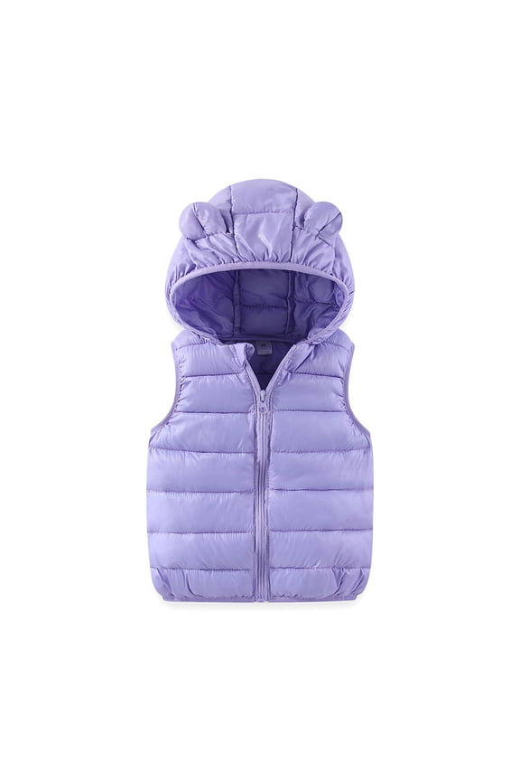 Baby Girls Puffer Vests, Zip up Warm Windproof Hooded Winter Outerwear Pink Size 12-18 Months