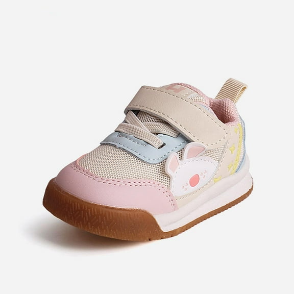 Eltusu Baby Girls Sneakers, No Slip Lightweight Soft Bottom Breathable Athletic Shoes Pink Size 15-18 Months
