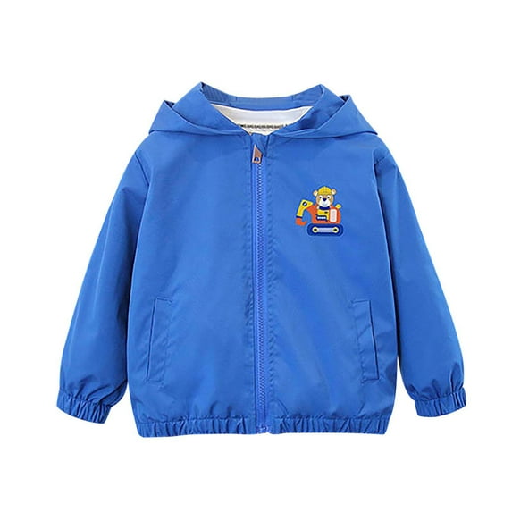 Eltusu Bbaby Boys Jackets, Hooded Waterproof Windproof Full Zip Outerwear with Pockets Blue Size 1-2 T