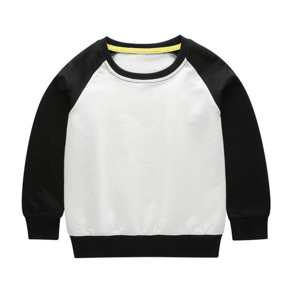 Eltusu Big Boys Casual Sweatshirts, Cotton Crewneck Pullover Long Sleeve Fall Tops Black Size 7-8 T