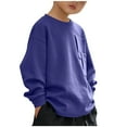 thumbnail image 1 of Eltusu Big Boys Casual Sweatshirts, Solid Color Long Sleeve Crewneck Pullover Spring Fall Tops Blue Size 13-14 T, 1 of 2