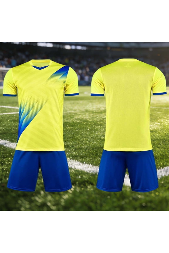 Boys Athletic Outfit Sets, Activewear Short Sleeve Training Crewneck T-Shirts and Shorts Sets Yellow Size 7-8 T