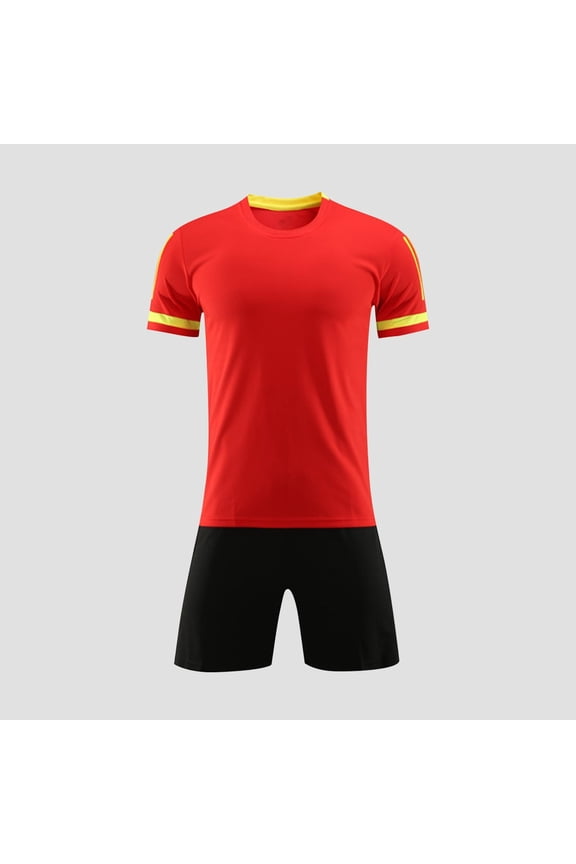 Boys Athletic Outfit Sets, Short Sleeve Stretch Crewneck Shirts and Shorts Sets Red Size 10-12 T