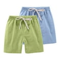 thumbnail image 1 of Eltusu Boys Athletic Shorts, Drawstring 2 Pieces Elastic Waistband Solid Color Summer Shorts White Size 8-9T, 1 of 7