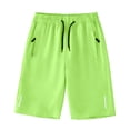 thumbnail image 1 of Eltusu Boys Athletic Shorts, Elastic Waist Casual Relaxed Fit Solid Color Summer Shorts Green Size 9-10T, 1 of 4
