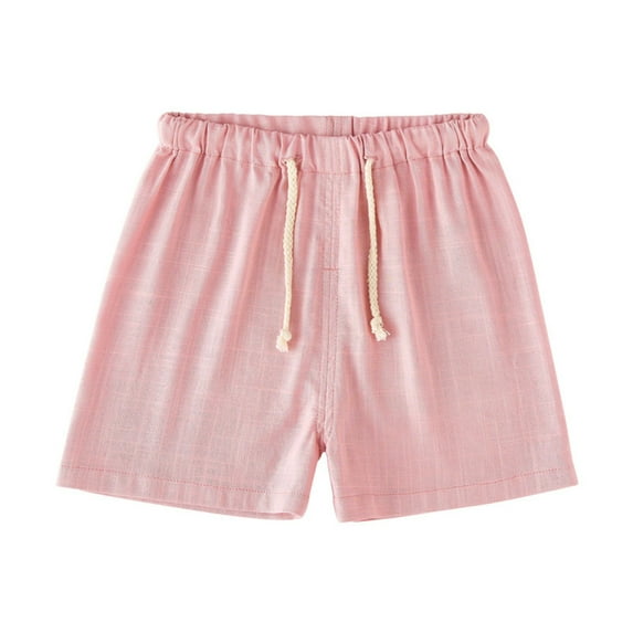 Eltusu Boys Athletic Shorts, Elastic Waistband Loose Fit Solid Color Casual Summer Shorts Pink Size 3-4 T