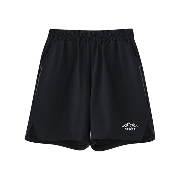 Eltusu Boys Athletic Shorts, Outdoor Elastic Waistband Casual Loose Fit Summer Shorts Black Size 10-12 T