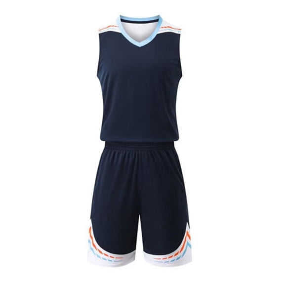 Eltusu Boys Basketball Outfit Sets, Loose Fit Elastic Waist Sleeveless Shirts and Shorts Sets Navy Size 8-10 T
