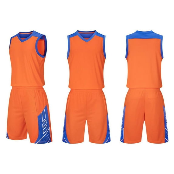 Eltusu Boys Basketball Outfit Sets, Sleeveless Elastic Waistband Running Shirts and Shorts Sets Orange Size 13-14 T