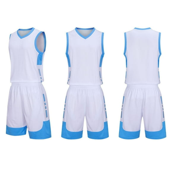 Eltusu Boys Basketball Outfit Sets, Training Sleeveless Elastic Waist Shirts and Shorts Sets White Size 6-7 T