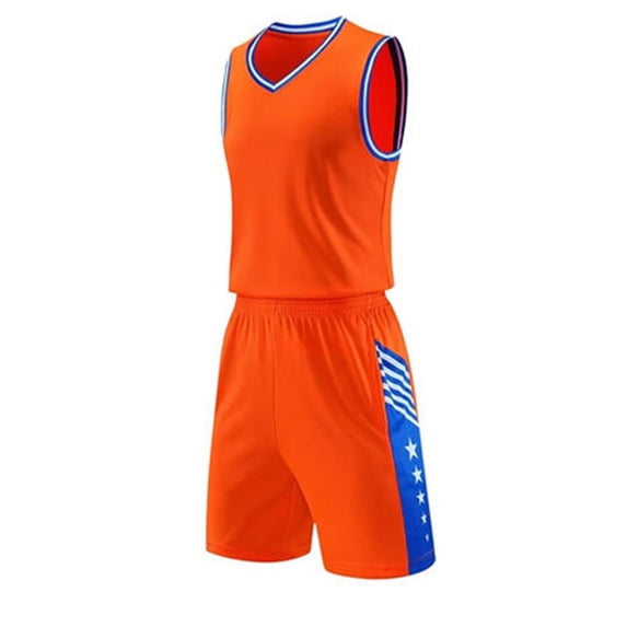 Eltusu Boys Basketball Outfit Sets, Training Sleeveless Elastic Waistband Shirts and Shorts Sets Orange Size 11-12 T