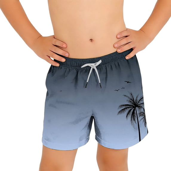 Eltusu Boys Beach Shorts no Liner, Casual Summer Drawstring Above the Knee Board Shorts Multicolor Size 14-15 T