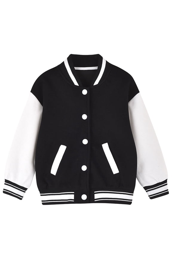 Boys Bomber Jackets, Sport Cotton Mid-Weight Zip up Spring Fall Outerwear Black Size 2-10 T