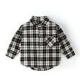 thumbnail image 1 of Eltusu Boys Button-Down Shirts, Cotton Lapel Collar Breathable Long Sleeve Plaid Shirts Black Size 3-9 T, 1 of 2