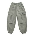 thumbnail image 1 of Eltusu Boys Cargo Pants, Cotton Loose Fit Athletic Elastic Waist Jogger Pants Gray Size 5-6 T, 1 of 6