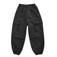 thumbnail image 1 of Eltusu Boys Cargo Pants, Elastic Waist Loose Fit Athletic Cotton Jogger Pants Black Size 5-6 T, 1 of 3