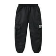 thumbnail image 1 of Eltusu Boys Cargo Pants, Loose Fit Solid Color Elastic Waist Mutile-Pockets Athletic Joggers Black Size 10-12 T, 1 of 7