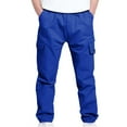 thumbnail image 1 of Eltusu Boys Cargo Pants, Multi-Pockets Casual Elastic&nbsp;Bottom Elastic Waist Sports Pants Blue Size 10-11 T, 1 of 8