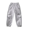 thumbnail image 1 of Eltusu Boys Cargo Pants, Relaxed Fit Solid Color Casual Elastic Waist Jogger Pants Gray Size 6-7 T, 1 of 2