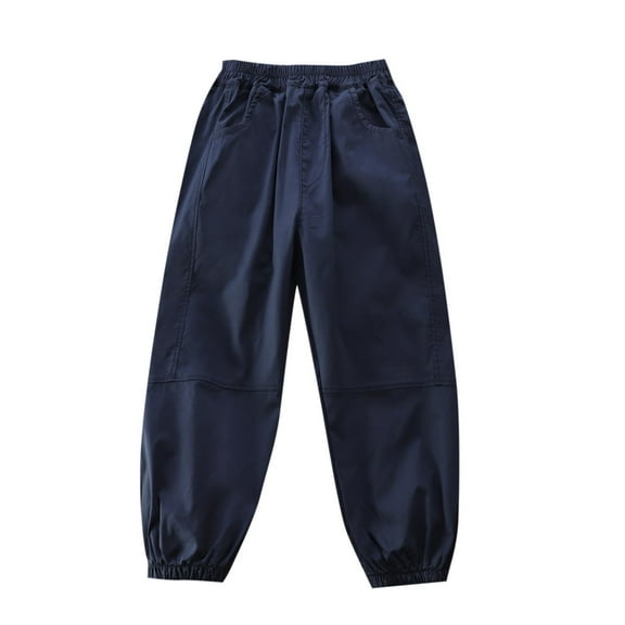 Eltusu Boys Cargo Pants, Running Relaxed Fit Elastic Waist Casual Jogger Pants Navy Size 12 T