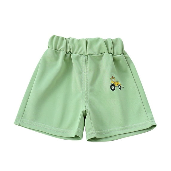Eltusu Boys Cotton Athletic Shorts, Breathable Elastic Waist Loose Fit Soft Summer Shorts Green Size 3-4 T