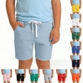 thumbnail image 1 of Eltusu Boys Cotton Athletic Shorts, Soft Elastic Waist Casual Loose Fit Summer Shorts Light Blue Size 8T, 1 of 7