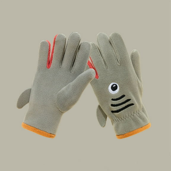 Eltusu Boys Cotton Gloves, Cute Thermal Stretch Windproof Winter Mittens Army Green Size 7-12 T