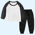 thumbnail image 1 of Eltusu Boys Cotton Outfit Sets, 2 Pieces Long Sleeve Losse Fit Sweatshirts and Sweatpants Set Black Size 1-12 T, 1 of 4