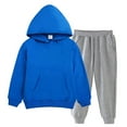 thumbnail image 1 of Eltusu Boys Cotton Outfit Sets, 2 Pieces Pullover Long Sleeve Hoodies and Sweatpants Set Blue Size 10-12 T, 1 of 4