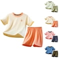 thumbnail image 1 of Eltusu Boys Cotton Outfit Sets, Comfy Elastic Waistband Short Sleeve T-Shirts and Shorts Sets Orange Size 3-16 T, 1 of 9