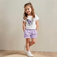 thumbnail image 1 of Eltusu Boys Cotton Outfit Sets, Crew Neck Short Sleeve Graphic T-Shirts and Shorts Sets Purple Size 3-7 T, 1 of 6
